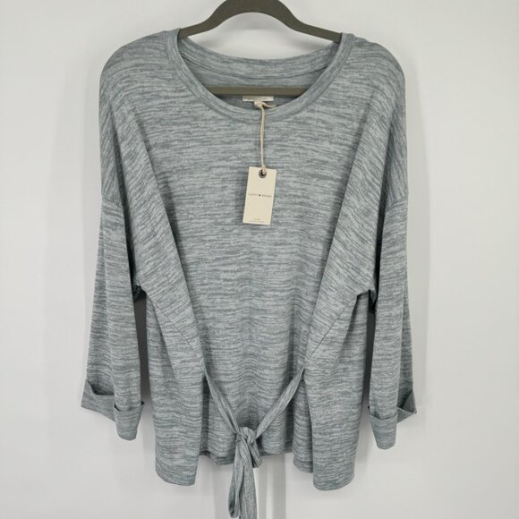 Lucky Brand Womens Grey Tie Front shirt top Size Large Knit Pullover new - Picture 5 of 11